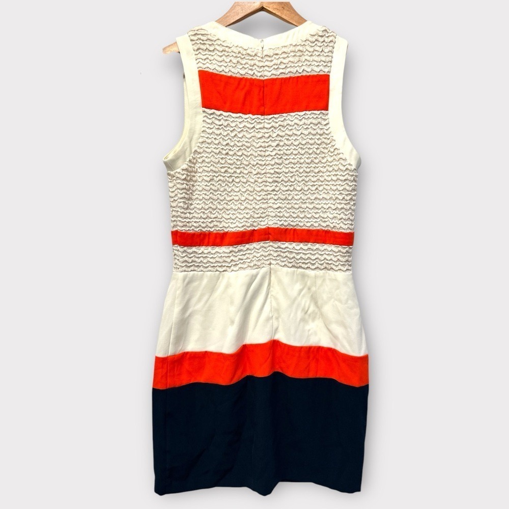 Gianni Bini Womens Colorblock Popcorn Knit Mini Dress Orange Navy Cream Size M - Picture 3 of 11